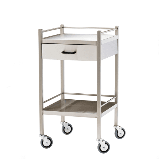 Small Stainless Steel Trolley with Drawer 50 x 50 x 97cm>