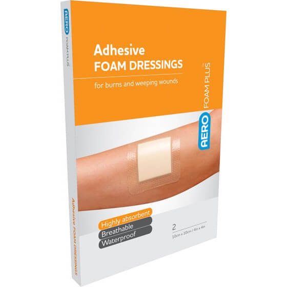 AEROFOAM PLUS Adhesive Foam Dressings 10 x 10cm Box/2>