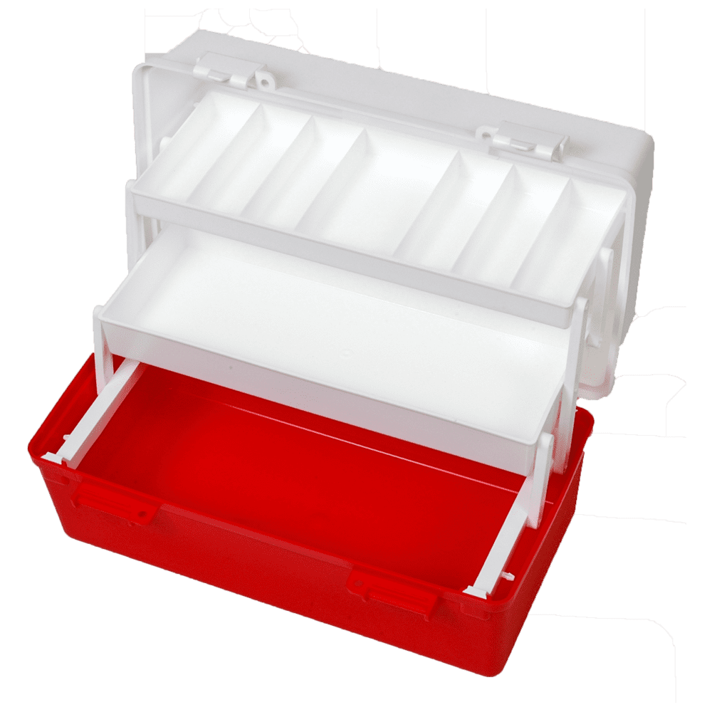 AEROCASE Red and White Plastic Tacklebox with 2 Trays 20 x 40 x 23cm>