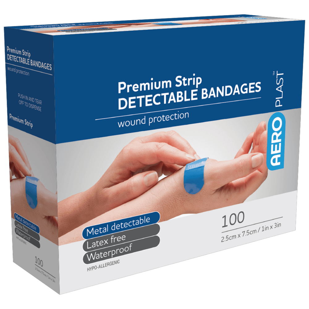 AEROPLAST Premium Detectable X-Wide Strip 7.5 x 2.5cm Box/100>